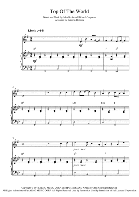 Top Of The World (arr. Kaiserin Rebecca)