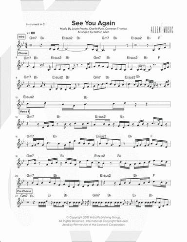 See You Again from FURIOUS 7 (arr. Nathan Allen)