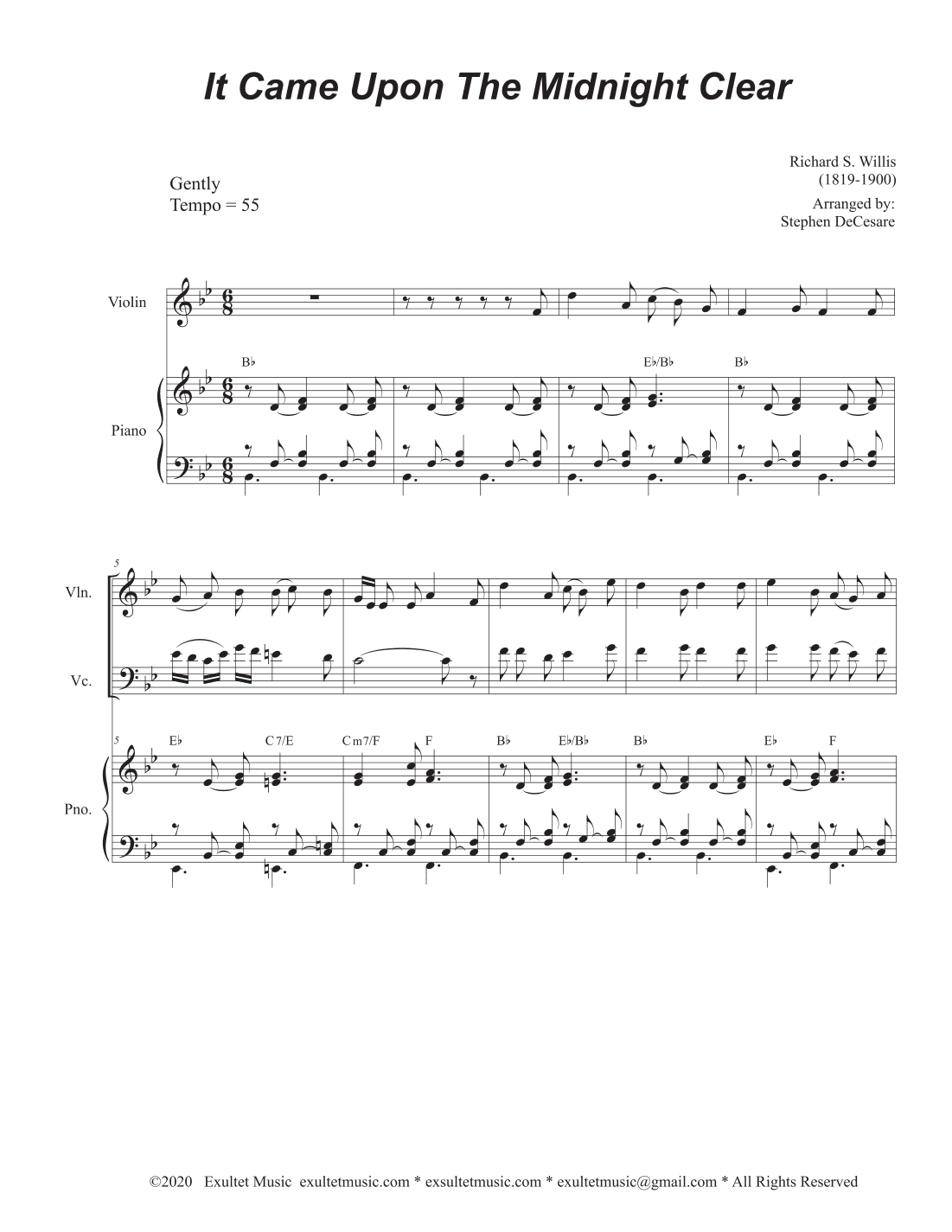 It Came Upon The Midnight Clear (Duet for Violin and Cello) (arr. Stephen DeCesare)