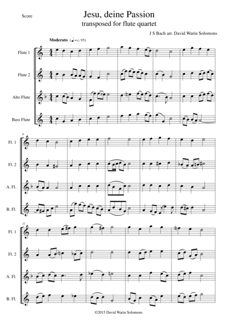 Jesus deine Passion for flute quartet (arr. David Warin Solomons)