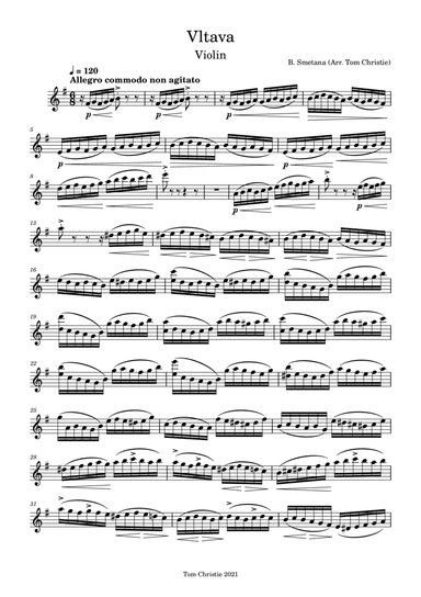 Vltava - Bedrich Smetana (violin part) (arr. Tom Christie)
