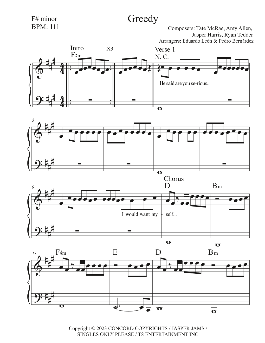 Greedy (arr. Eduardo León, Pedro Bernárdez)