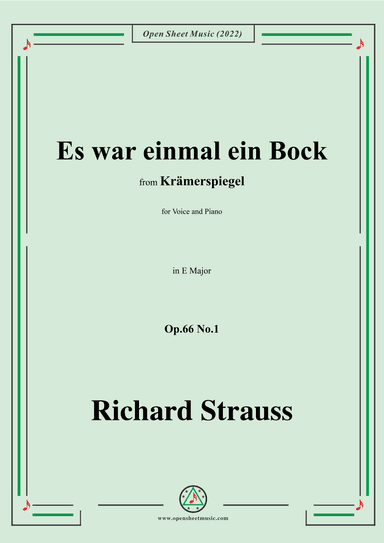 Richard Strauss-Es war einmal ein Bock,in E Major,Op.66 No.1 (arr. OSM Press)