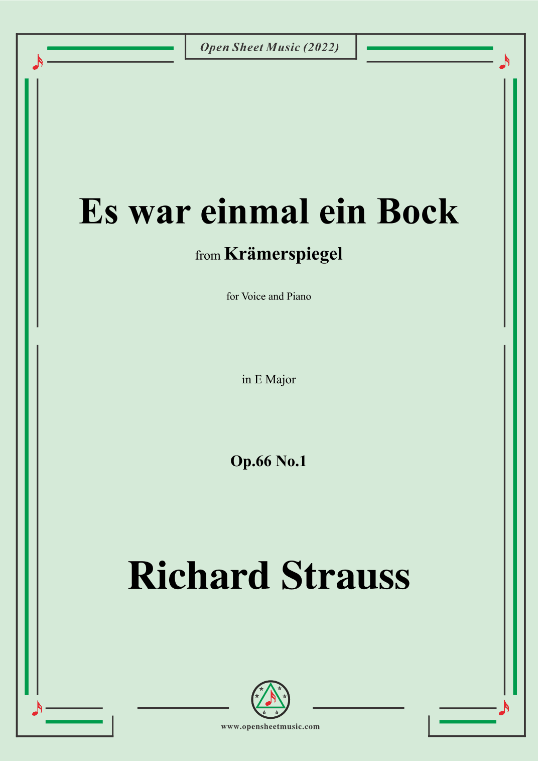 Richard Strauss-Es war einmal ein Bock,in E Major,Op.66 No.1 (arr. OSM Press)