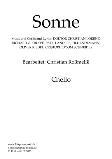 Sonne (arr. Christian Roßmeißl)