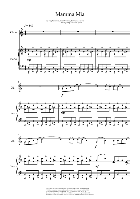 Mamma Mia (arr. Matthew pyeon)