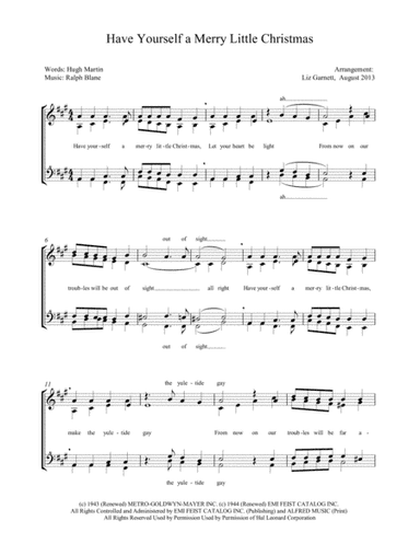 Have Yourself A Merry Little Christmas  from MEET ME IN ST. LOUIS (arr. Liz Garnett)
