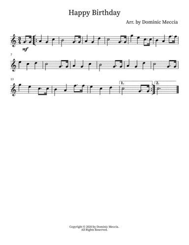 Happy Birthday (arr. Dominic Meccia)