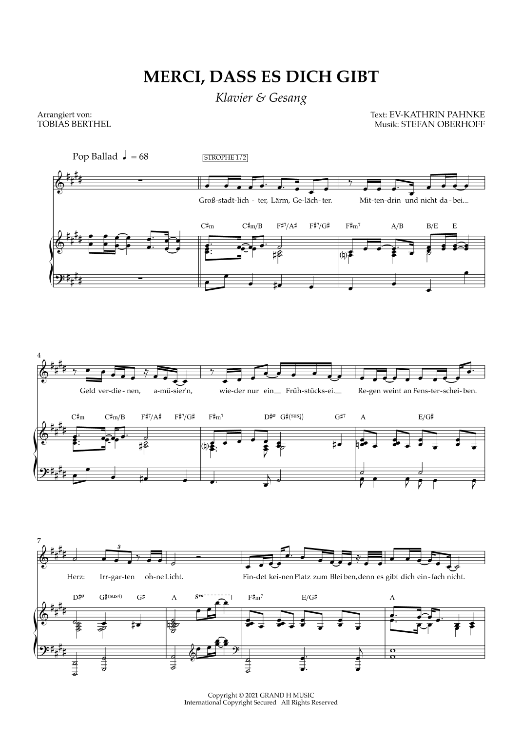 Merci, Dass Es Dich Gibt (arr. Tobias Berthel)