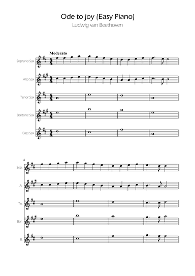 Ode To Joy - Easy Sax Quintet (arr. Ygor Nunes)