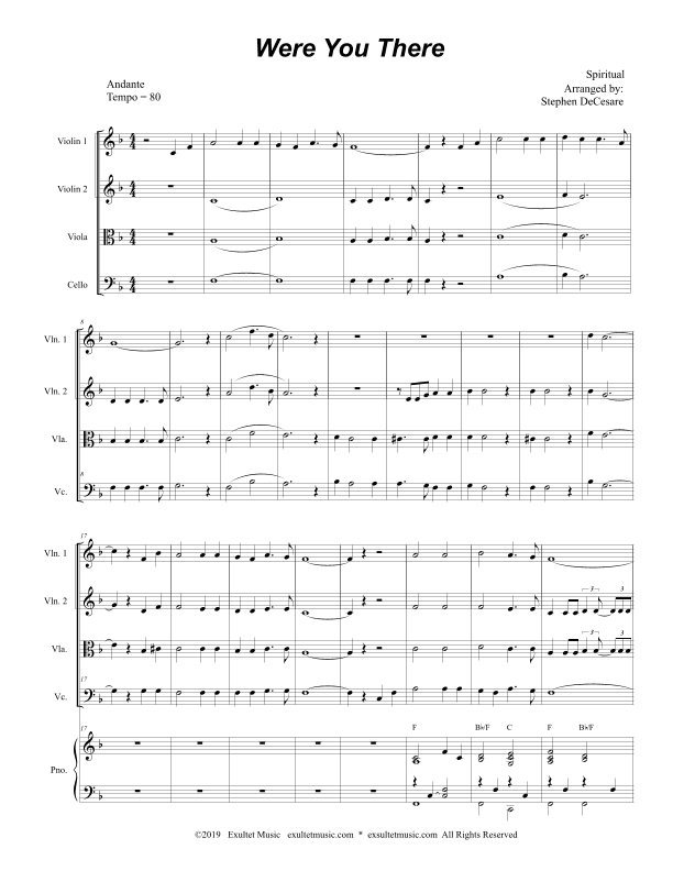 Were You There (for String Quartet and Piano) (arr. Stephen DeCesare)