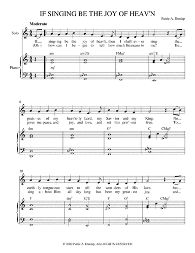 If Singing Be the Joy of Heav'n