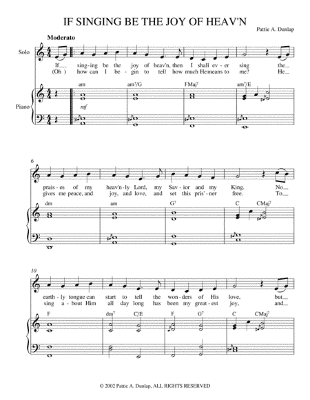 If Singing Be the Joy of Heav'n