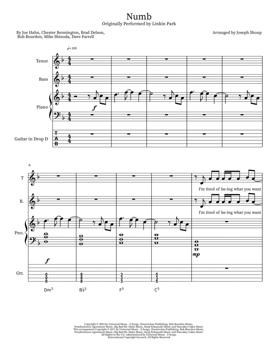 Numb (arr. Joseph Shoup)