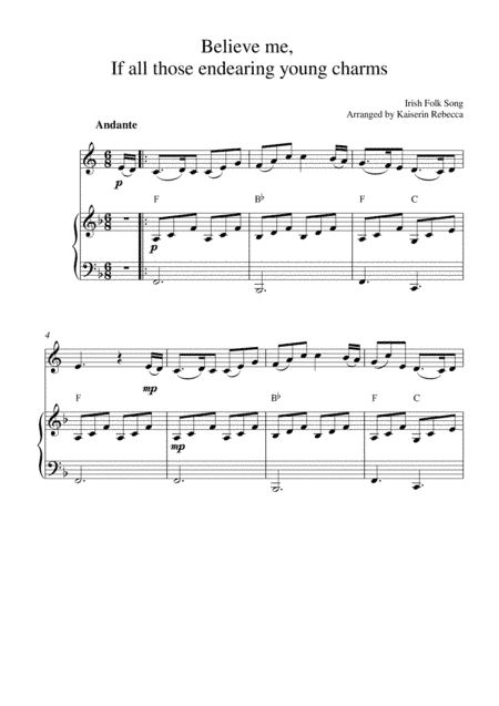 Believe me,  If all those endearing young charms (arr. Kaiserin Rebecca)
