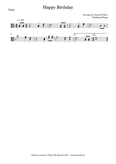 Happy Birthday to you Viola duet (arr. Daniel H Rosa)