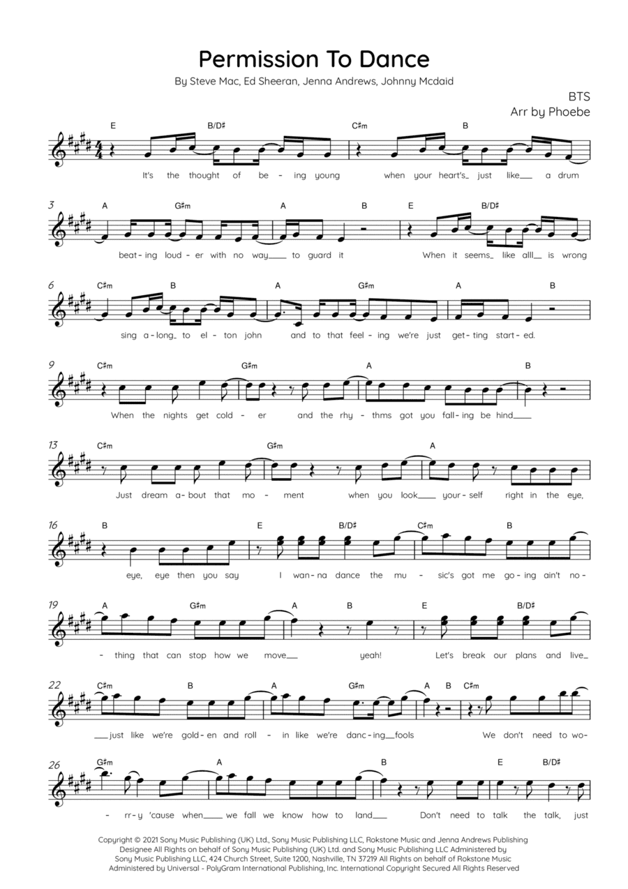 Permission To Dance (arr. Arr. Phoebe)