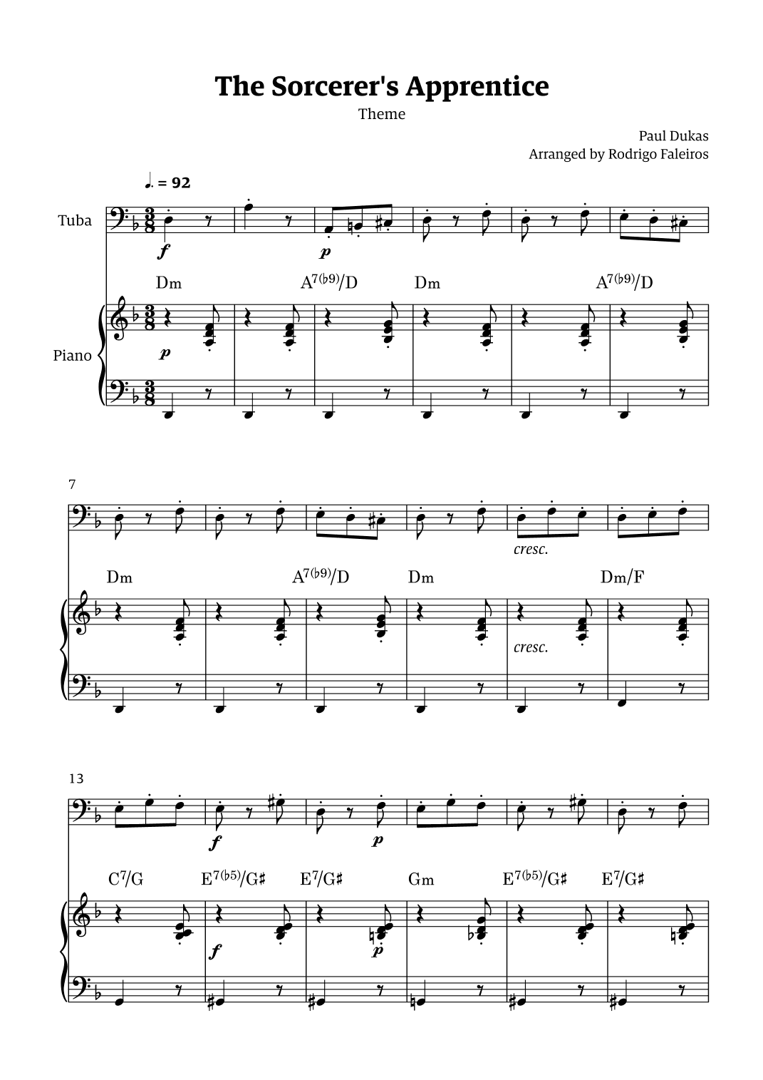 The Sorcerer's Apprentice theme (arr. Rodrigo Faleiros)
