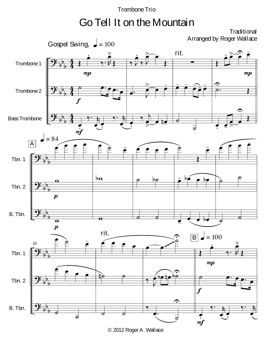 Go Tell It on the Mountain (Trombone Trio) (arr. Roger Wallace)