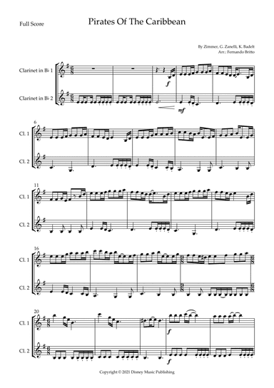 Pirates Of The Caribbean (arr. Fernando Britto)