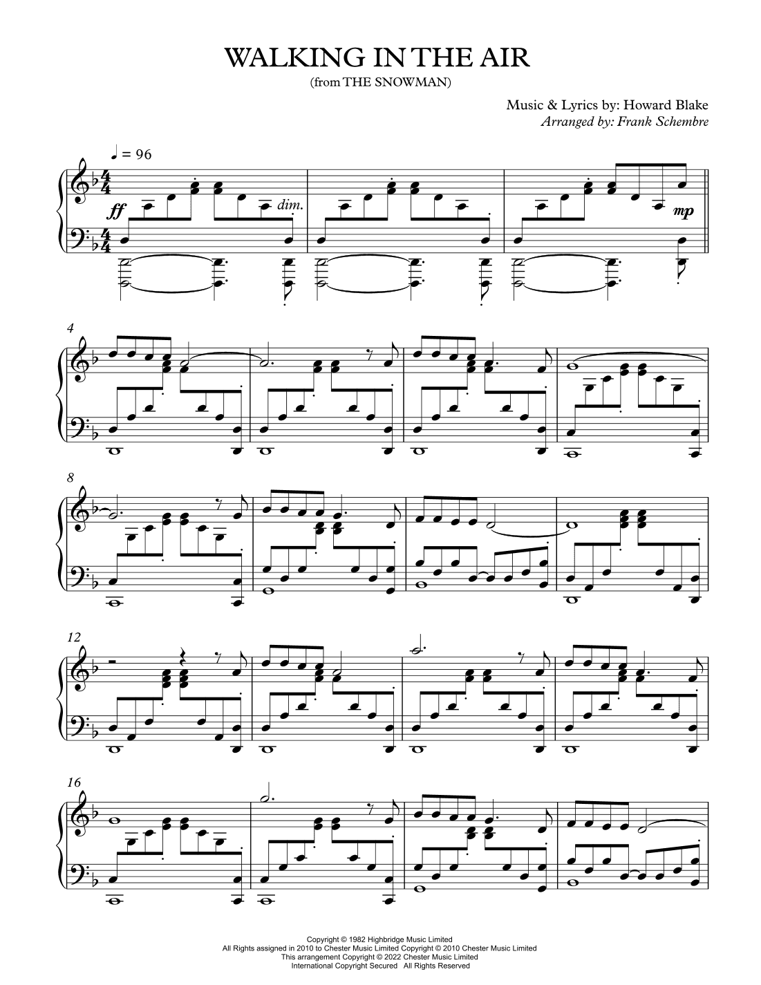 Walking In The Air (arr. Frank Schembre)
