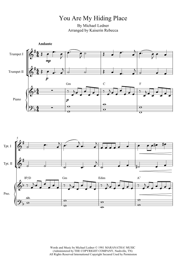 You Are My Hiding Place (arr. Kaiserin Rebecca)