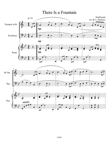 There Is a Fountain (Trumpet and Trombone Duet) with piano accompaniment (arr. B. C. Dockery)