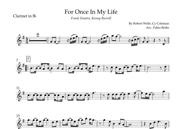 For Once In My Life (arr. Fabio Britto)