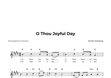 O Thou Joyful Day (Key of E Major) (arr. R. Salvario)