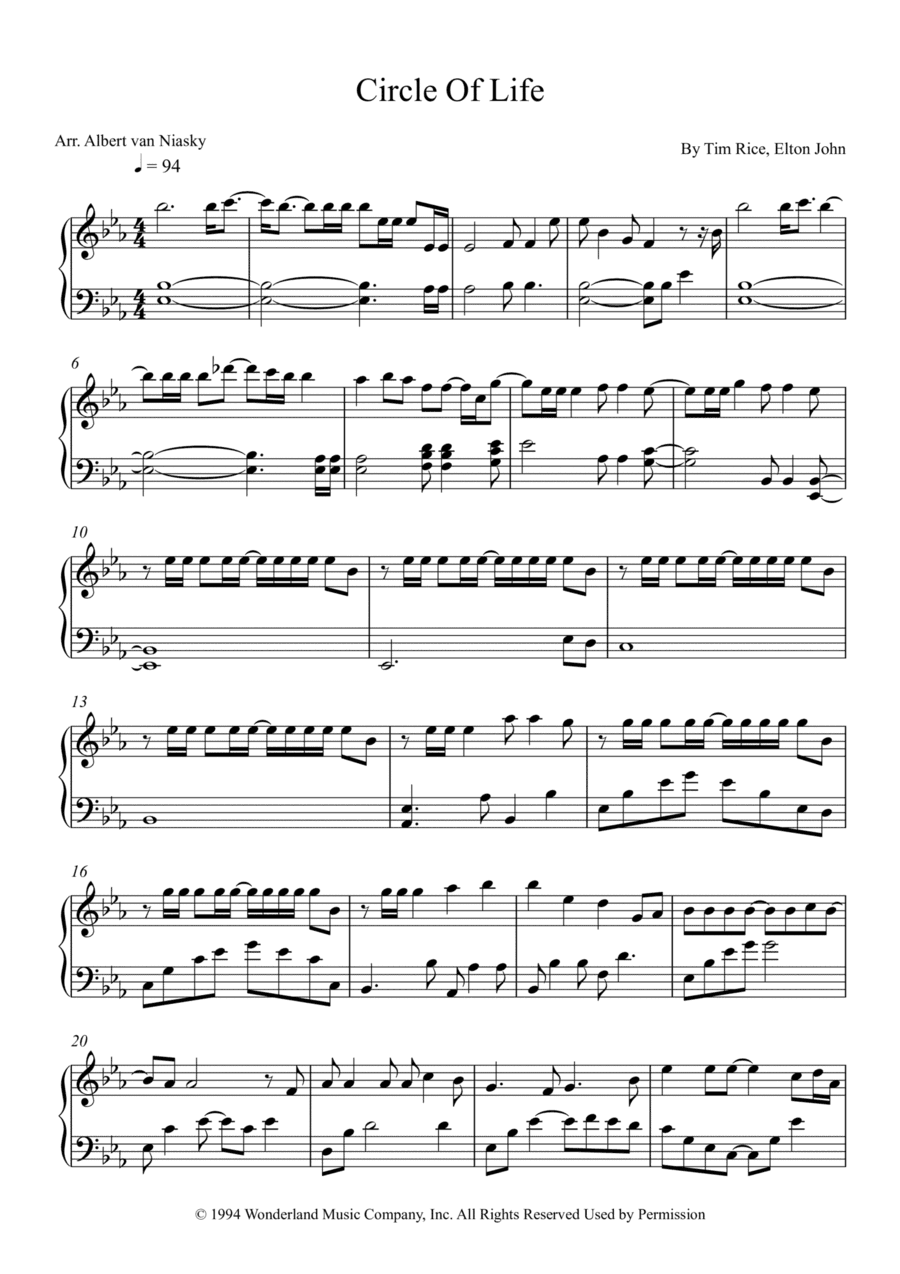 Circle Of Life (arr. Albert van Niasky)