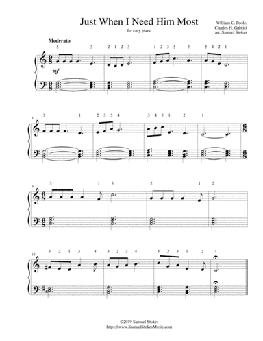 Just When I Need Him Most - for easy piano (arr. Samuel Stokes)