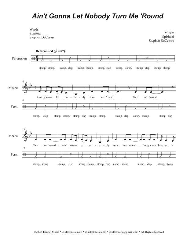 Ain't Gonna Let Nobody Turn Me 'Round (Mezzo solo with Vocal Quartet (SATB) (arr. Stephen DeCesare)