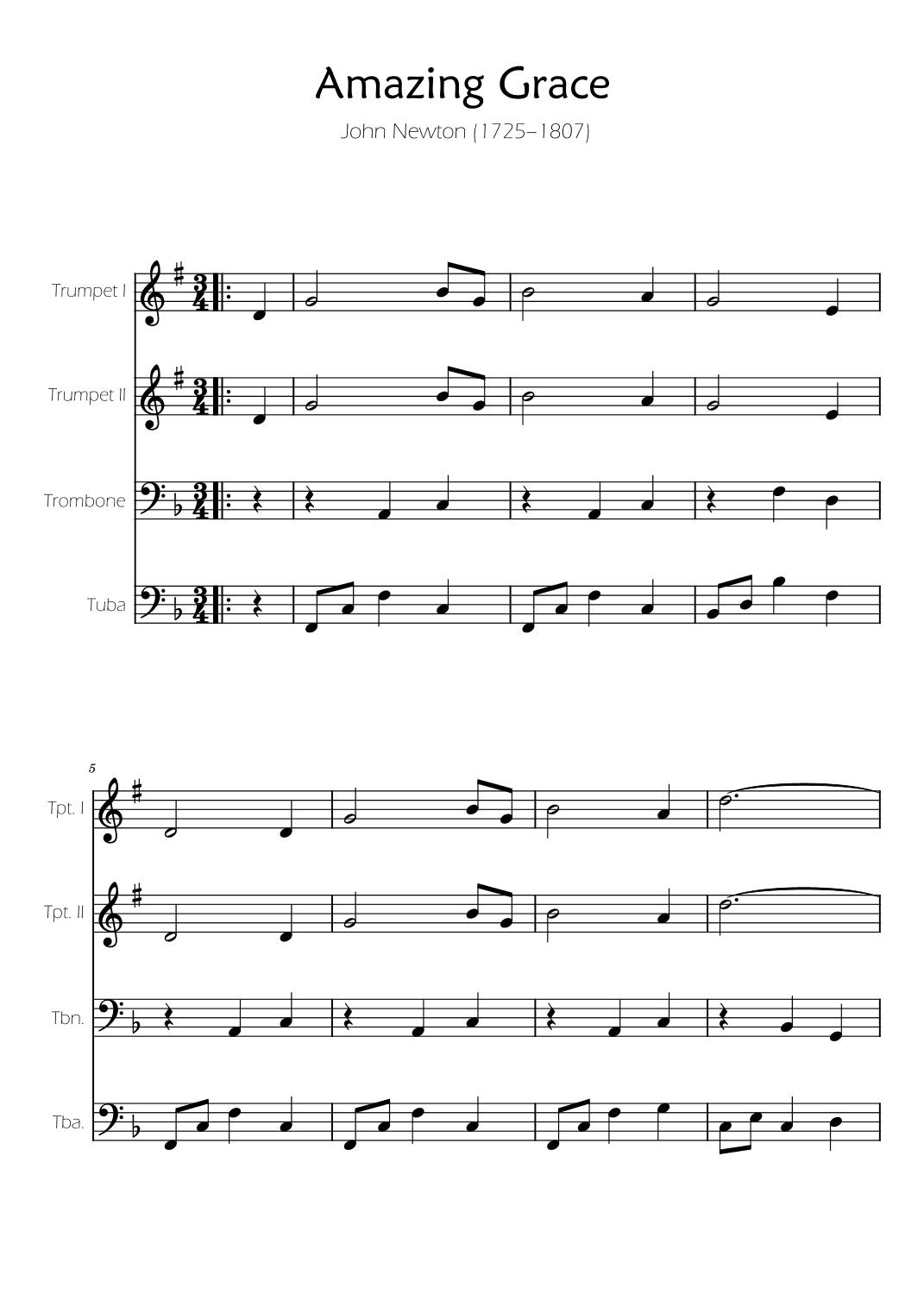 Amazing Grace - Brass Quartet (arr. Ygor Nunes)