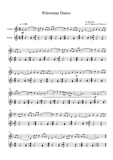 Polovtsian Dance, Alexander Borodin, For Violin & Guitar