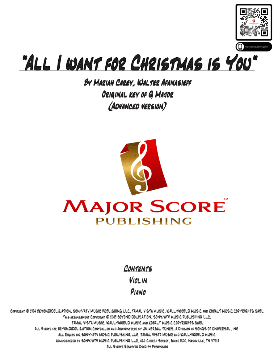 All I Want For Christmas Is You (arr. MAJOR SCORE PUBLISHING TM.)