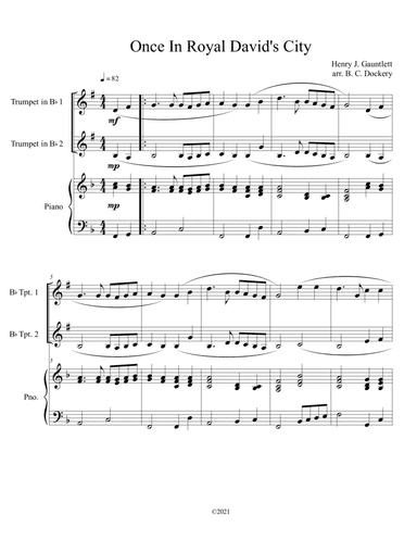 Once in Royal David's City (Trumpet Duet with Piano Accompaniment) (arr. B. C. Dockery)