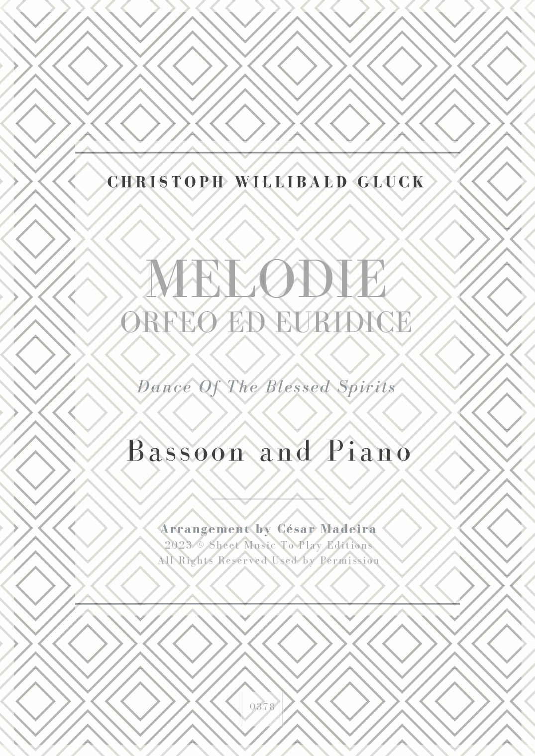 Melodie from Orfeo ed Euridice - Bassoon and Piano (Full Score and Parts) (arr. César Madeira)