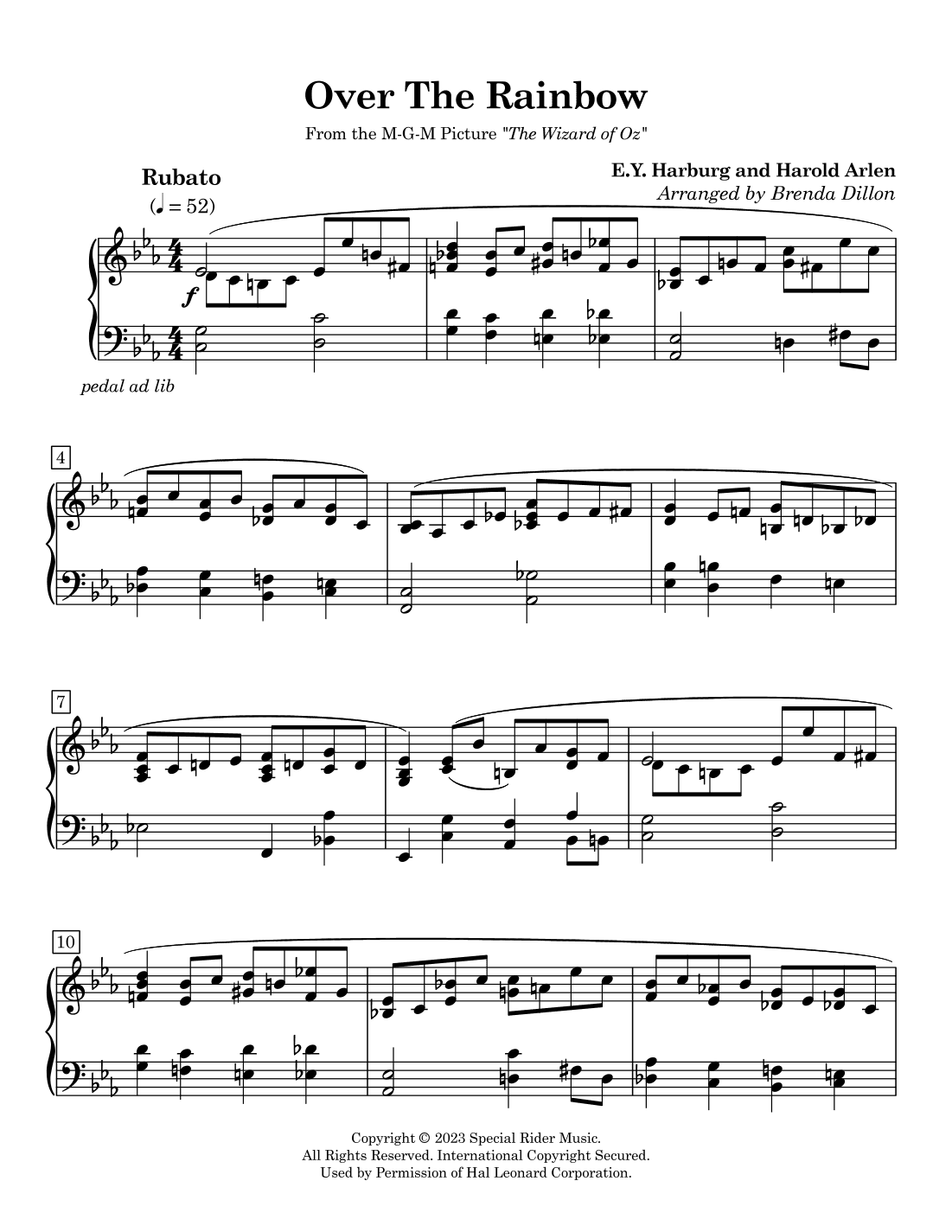 Over The Rainbow (arr. Brenda Dillon)