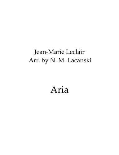 Aria (arr. Nick Lacanski)