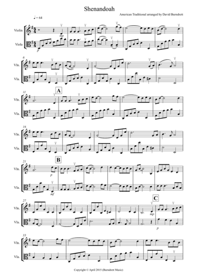Shenandoah for Violin and Viola (arr. David Burndrett)