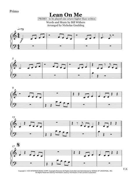 Lean On Me (arr. Nicholas Goulding)