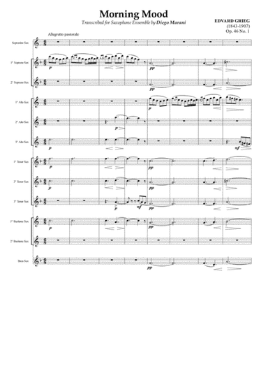 Peer Gynt Suite No. 1 op. 46 for Saxophone Ensemble (arr. Diego Marani)