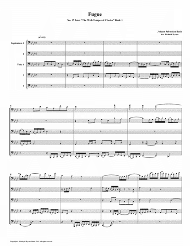 Fugue 17 from Well-Tempered Clavier, Book 1 (Euphonium-Tuba Quintet) (arr. Richard Byrnes)