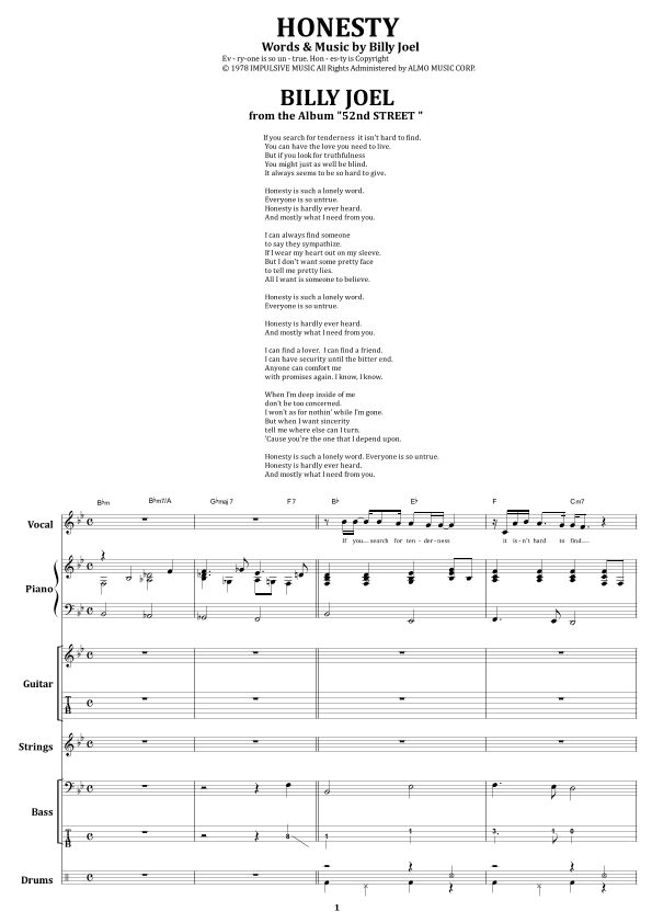 Honesty (arr. from68)