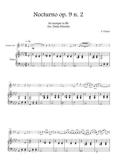Nocturno op. 9 no. 2 (trumpet in Bb and piano - SIMPLIFIED) CHOPIN (arr. Duda Oriontte)