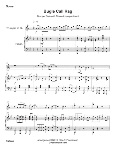 BUGLE CALL RAG - TRUMPET SOLO with Piano Accompaniment (arr. Glen Poehlmann)