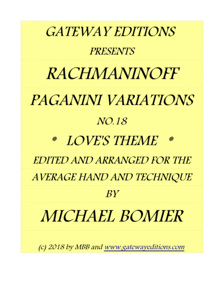 Variation No.18 from Variations on a Theme of Paganini For Easier Piano Solo (arr. Michael Bomier)