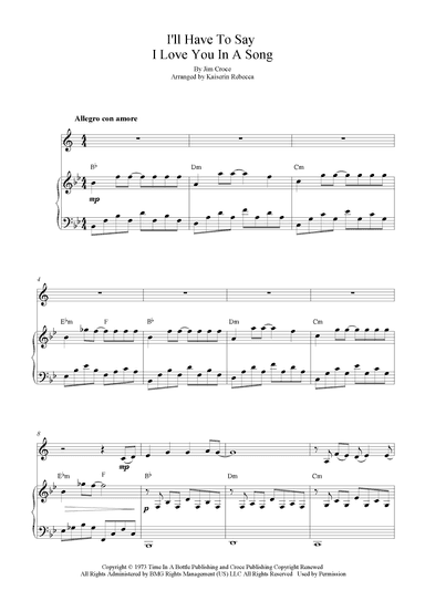 I'll Have To Say I Love You In A Song (arr. Kaiserin Rebecca)