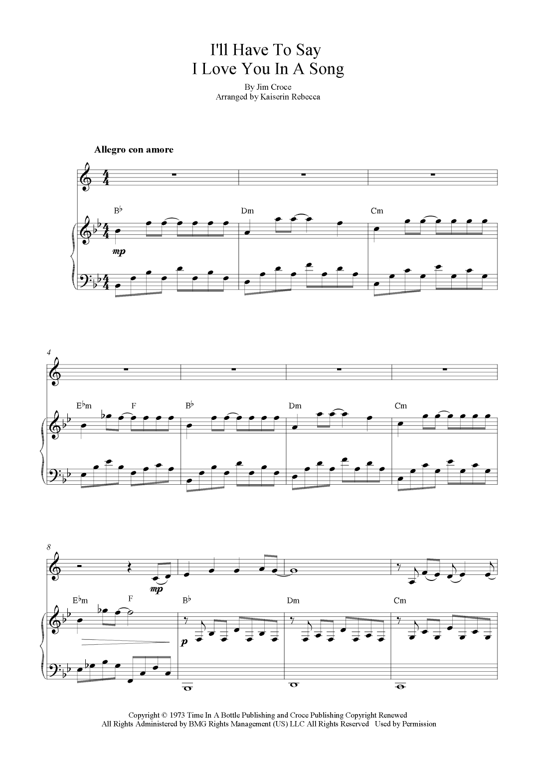 I'll Have To Say I Love You In A Song (arr. Kaiserin Rebecca)