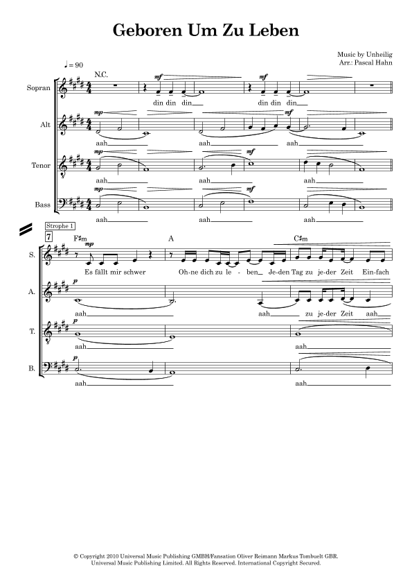 Geboren Um Zu Leben (arr. Pascal Hahn)